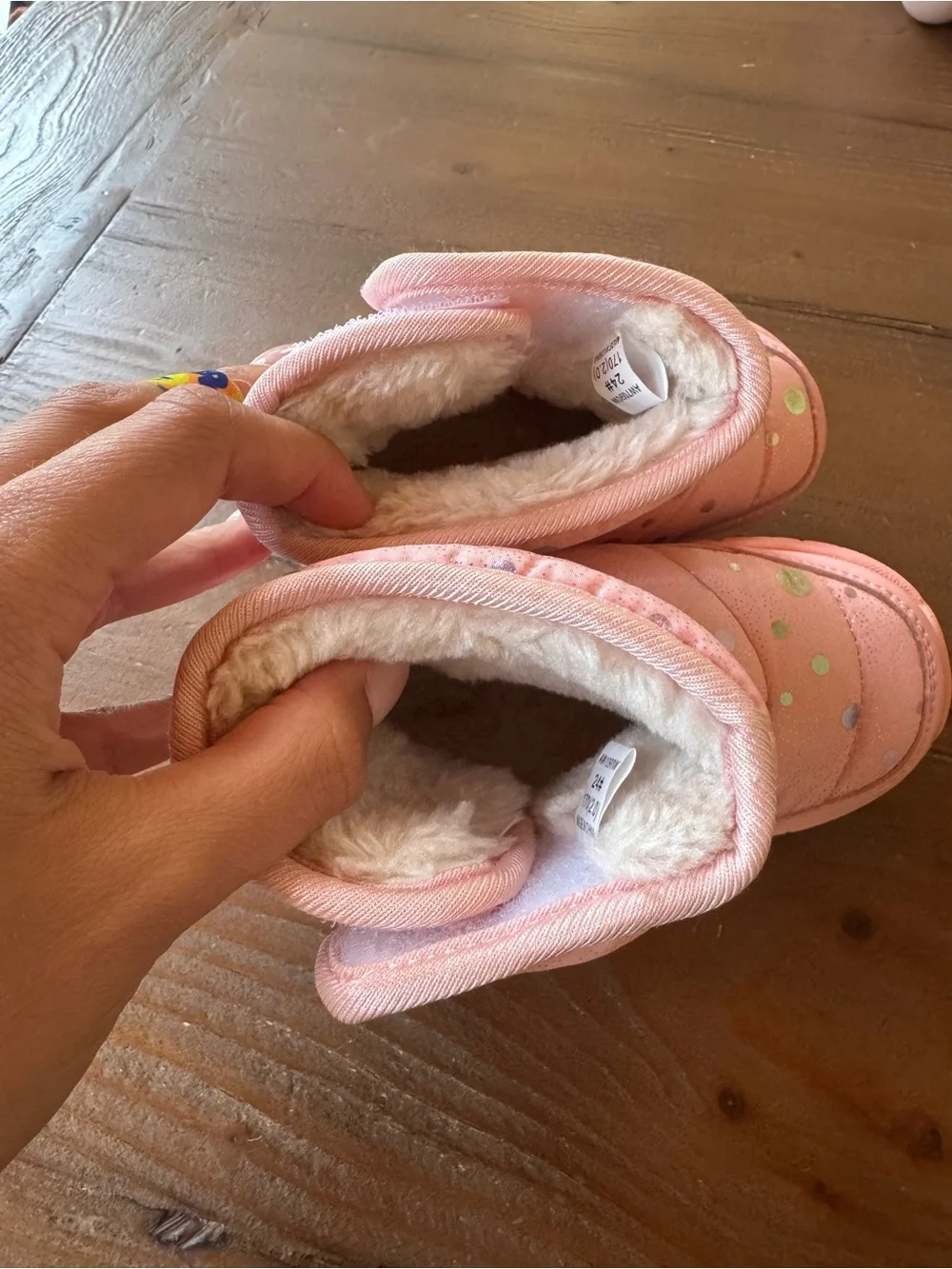 Toddler Ballerina Pink Dot-Accent winter/snow Boots with faux fur lining